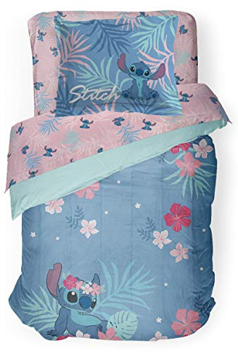 Disney Lilo & Stitch Paradise Dream Twin Comforter & Sham Set - Super Soft Kids Reversible Bedding - Fade Resistant Microfiber (Official Disney Product)