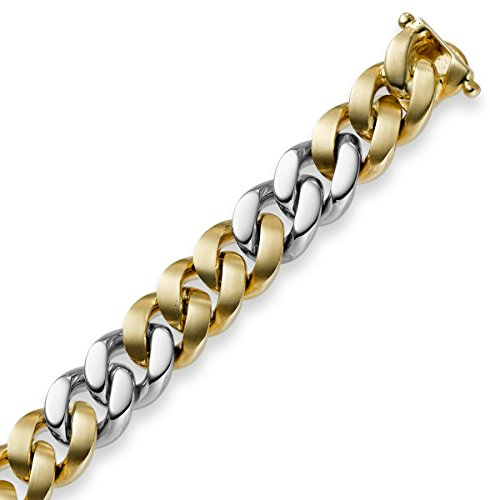 10mm Armband Armkette Panzerarmband 585 Gold Gelbgold & Weißgold 21cm Unisex