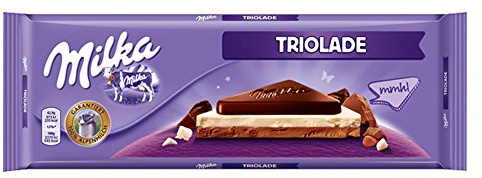Milka - Triolade Riesentafel Alpenvollmilchschokolade weiße Schokolade Zartbitterschokolade - 300g