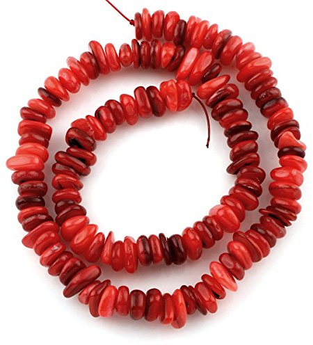 Perlin Perlmuttperlen, Muschelperlen, Rot, 10mm 40Stück Perlmutt Perlen Chipsform, für Kette, Armband, Schmuck P142