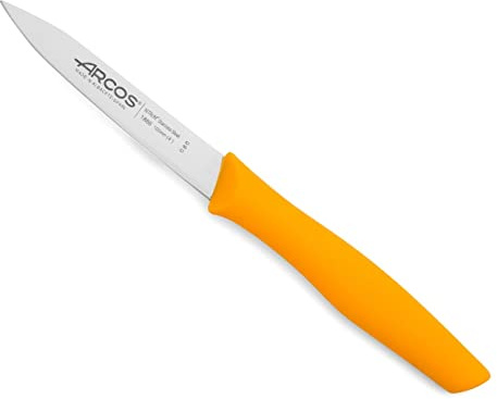 Arcos Serie Nova Caja 36 uds Cuchillo Mondador, Hoja de Acero Inoxidable de 100 mm, Mango de Polipropileno Color mostaza (36 UDS)