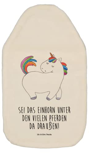 Mr. & Mrs. Panda Wärmflasche Einhorn Stolzieren - Geschenk, Einhörner, Wärmflasche mit Bezug, Körnerkissen, Kinderwärmflasche, Einhorn Deko, Unicorn,