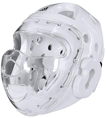 adidas Martial Arts Taekwondo Headgear with Face Shield - White Small