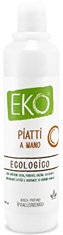 EKO DETERSIVO Piatti Ecologico Piatti A Mano No Profumo IPOALLERGENICO ml 500