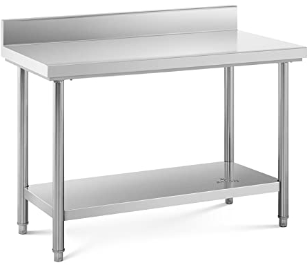 Royal Catering Edelstahl Arbeitstisch mit Aufkantung Arbeitstisch Edelstahl Gastro-Tisch Küchenarbeitstisch Metzgertisch 120 x 60 cm belastbar bis 400 kg