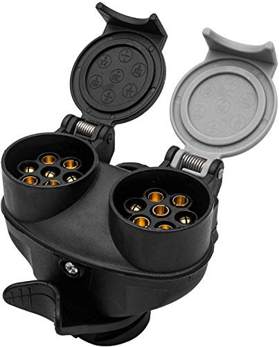 EVERGD 12V Waterproof Caravan Converter Trailer Plug Socket 13 to 7 Pin N & S Euro Socket Car Trailer Truck Towbar Towing Socket Plug Adapter Converter