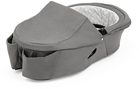 Stokke Xplory X Babyschale, Modern Grey – Abnehmbare Babywanne für Xplory X Kinderwagen – Innen gepolstert & atmungsaktive Matratze – mit Vabnehmbarem Windschutz & 2 praktischen Taschen