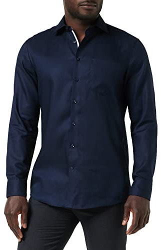 Seidensticker Herren Business-Hemd - Regular Fit - Bügelfrei- Kent-Kragen - Langarm - 100% Baumwolle Dunkelblau 48