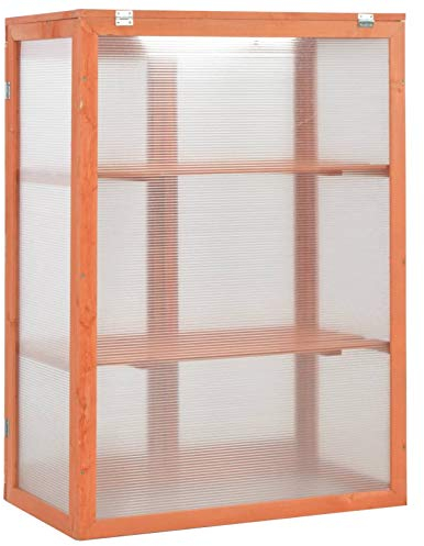 Susany Gewächshaus mit 2 Regalen und 2 Türen Anzuchthaus Frühbeet Schrank Balkon Garten Frühbeetschrank Aufzuchtschrank Treibhaus Pflanzenhaus Holz 75x47x109 cm