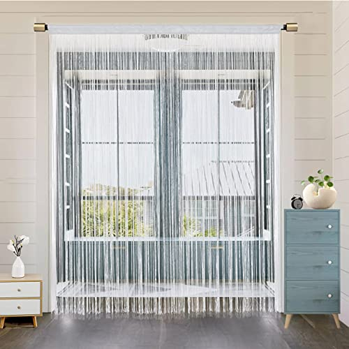 HSYLYM String Türvorhang Fensterdekoration Raumteiler Dekoration Einzelvorhang für Fenster 200x200cm Weiß