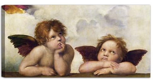 canvashop quadri Moderni Soggiorno Angeli Di Raffaello Sanzio 100x50 cm | Quadro Su Tela Canvas, Stampe Da Parete, Arte Sacra, Cherubini Putti