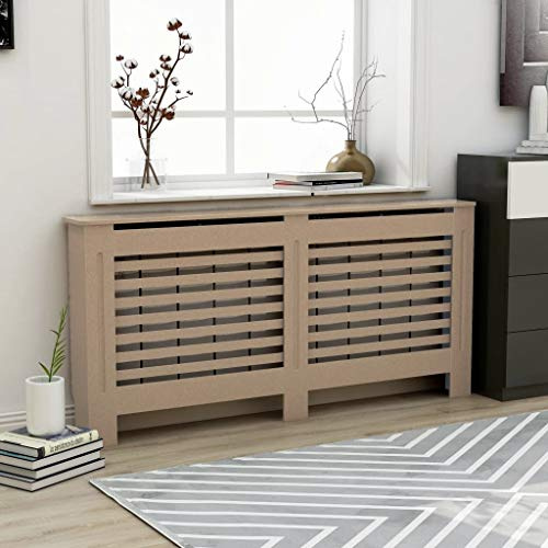 HOMIUSE Heizkörperabdeckung 172x19x81.5 cm Heizkörper Abdeckung Verkleidung Heizkörperverkleidung Modernes Lattenförmiges Design Heizung Abdeckung Radiator Cover für Wohnzimmer Braun MDF