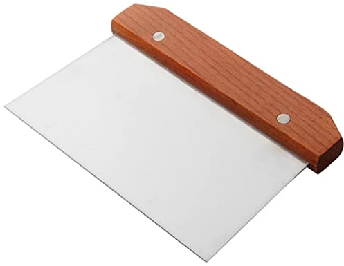 Manche en bois acier inoxydable pâtisserie hachoir grattoir gâteau nouilles Pizza coupe-pâte outil de cuisson ustensile de cuisine coupe-pizza