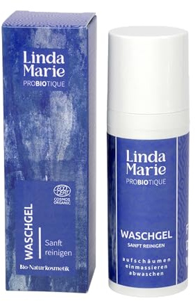 Linda Marie Probiotique Waschgel – Sanfte Gesichtsreinigung mit Jojobaöl, Sandelholz & Rosmarinextrakt – Naturkosmetik für empfindliche Haut – Vegan & ECOCERT zertifiziert