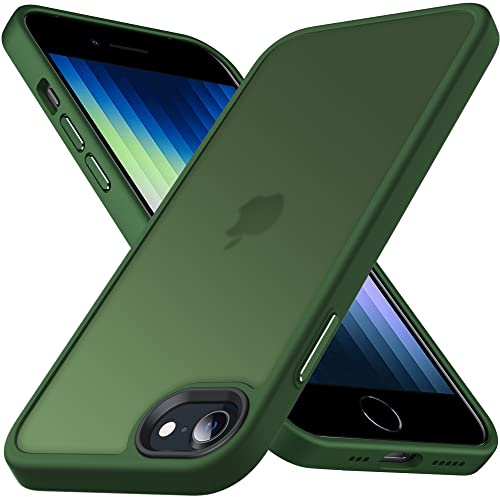 Anqrp Matt Zero Serie für iPhone SE Hülle 2022 dünn [Militärischer Schutz & Kameraschutz] Transluzente Schutzhülle Kratzfest Stoßfest Robuste Handyhülle für iPhone SE Case 2020, Dunkelgrün