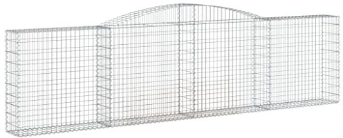 vidaXL 2x Arched Gabion Baskets Cage Mesh Wire Stone Basket Outdoor Spiral Retaining Wall Planter Garden 400x30x100/120 cm Galvanised Iron