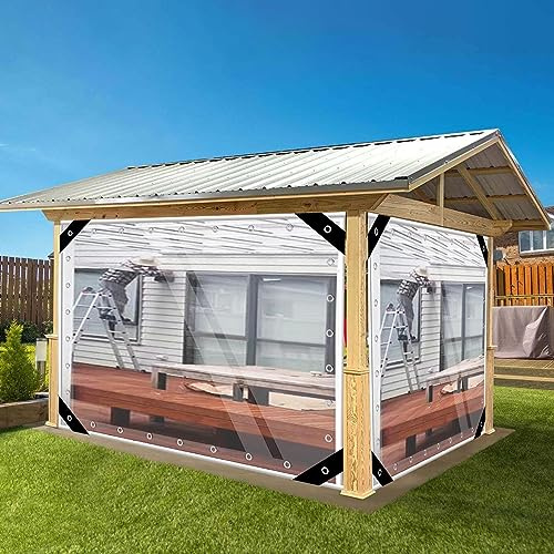 Transparente Plane mit ösen,wasserdichte Abdeckplane aus 420g/m² PVC Material,Wetterfeste Plane mit Seil und Kabelbindern,für Gartenmöbel Pflanzen Gewächshaus