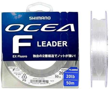 Shimano Line Ocea EX Fluoro Leader - 50m 0.377mm 20lb Clear Angelschnur für aktive Anwender und sauberes Handling