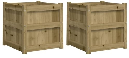 vidaXL Pflanzkübel 2 STK., Quadratisch Blumenkübel mit großem Fassungsvermögen, Pflanzkasten Übertopf für Garten Terrasse, Blumentopf Blumenkasten, Kiefernholz Imprägniert