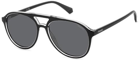 POLAROID Occhiali da Sole Unisex Adulto, Nero cristallo, 56