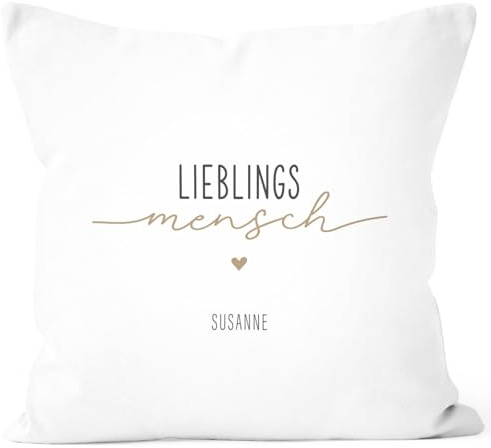 SpecialMe® Kissen-Bezug Lieblingsmensch Herz personalisiert mit Namen Geschenk Liebe Freundschaft Dankeschön Weiss Standard