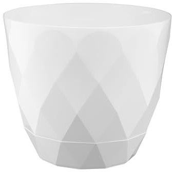 VERDENIA Macetas Redondas Karo – Ligeras, para Interior y Exterior, diseño Moderno, Material plástico, Juego de 2 – 17,5 x 17,5 x 15,3 cm – Blanco