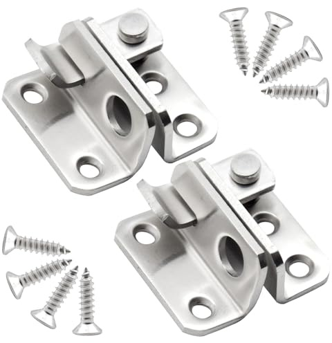 Ruidee 2 Pezzi Della Porta Bullone In Acciaio Inox Latch Gate Hasp Serratura Antifurto Serratura con La Vite di Serratura Porta Scorrevole Bullone Scorrevole Antifurto Lucchetto Aperto A Destra(MS-YK)
