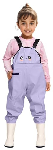 Tinarying Baby Romper Kids Boys Girls Chest Waders Youth Fishing Waders with Pocket for Toddler Children Water Proof Hunt & Fishing Waders with Boots (Purple, 6-7 Years)