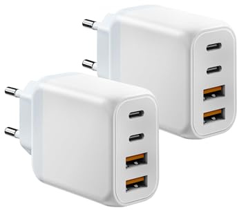 USB C Ladegerät, 40W 4-Port Multi-Port Ladegerät Quick Plug Type C + USB A Power Adapter für lPhone 17 16 15 14 13 Pro Max 12 11 SE XS XR lPad S22 S23 S24 Ladebuchse Charger