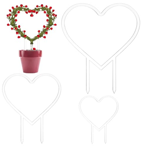 FINGERINSPIRE 3 Stück Herz Spalier Für Topfpflanzen 3 Größen Acryl Spalier Für Kletterpflanzen Herzförmige Pflanzenstützen Für Weinreben Hoya Formschnitt Pflanzenrahmen Für Monstera Philodendron