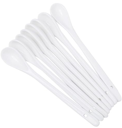 8 Stück Porzellan Löffel mit Langem Griff Esslöffel,Marmeladenlöffel,Teelöffel,Espressolöffel,The Taste Löffel,Eierlöffel Porzellan,Gewürzlöffel,für Tee,Kaffee,Desserts,Joghurt,Honey,Eis