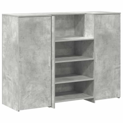 vidaXL Empfangstheke Betongrau 135x50x103,5 cm Holzwerkstoff, Empfangstresen, Salon Empfangstheke, Kassentheke, Empfangstisch, Büro Empfangstheke