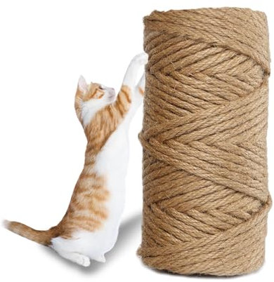 YZROHYI Corda Ricambio Tiragraffi per Gatti 6 mm X 50 m,Corda Di Canapa,Corda Juta Multifunzione,Corda Sisal Naturale,Spago Per Tiragraffi Gatto,Filo per Tiragraffi,Corda Scratcher per Artigianato