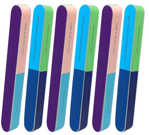 Yamobi 6 Stück 4-Wege-Nagelpolierer für Nägel,Hochwertige Polierfeile Für Naturnägel,Polierblöcke für Gelnägel, waschbare Nagelfeilen zum Polieren und Glänzen