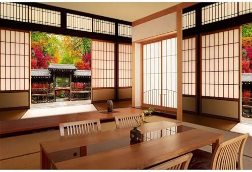 WEIMEIJIE Papel tapiz de restaurante japonés, tienda de sushi, espacio extendido, diseño de paisaje natural, papel tapiz artístico de cafetería y restaurante