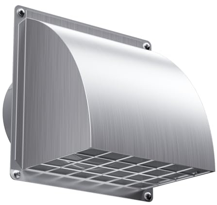 HG Power Rejilla Ventilación 100mm Exterior Inox – Válvula antirretorno magnética, Cero Inoxidable rejilla extraíble con campana curva para cocina, baño, secadora, Ø10 cm, Plateado