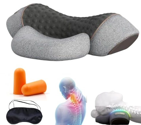 Masseur Cervical, Coussin De Massage Cervical Avec Traction, Soulager Les Tensions Cervicales, Masser Les Tissus Profonds Et Apaiser La Douleur (Gris Clair)