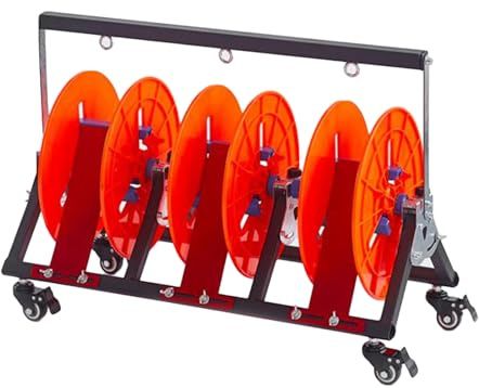 Faltbarer Drahtspulenhalter mit Rädern – robuster Kabeltrommelhalter aus Karbonstahl für Seile, Schnüre und Paracord – 3 Rollen Kapazität Wickler Spender