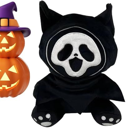 Ghost Face Plush Toy | Gefüllte Halloween Puppe und Kissen | Halloween Ghost Plüschpuppe | Weiche Kino-inspirierte Plüschpuppe für Jungen und Mädchen | Deko von gruseligen Zimmern, Reg