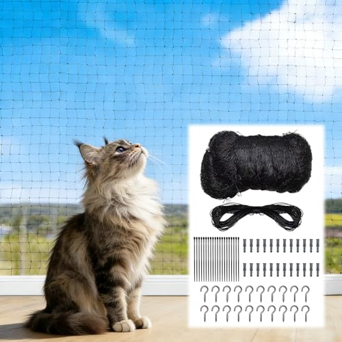 YiliYa Katzennetz für Balkon, 3x10m Katzennetz Drahtverstärkt mit Befestigungsseil und Zubehör, Katzenschutznetz Wetterfest & UV-beständig, Geeignet für Balkon, Fenster, Oberlichter