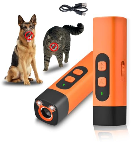 Anti Bell Gerät Hunde,Ultraschall Hundeabwehr,Wiederaufladbar Antibell Ultraschall Gerät,Hunde Bellen Stoppen,Schonendes Ultraschall Hundegebell mit 3 Einstellbaren Frequenzen LED-Taschenlampe
