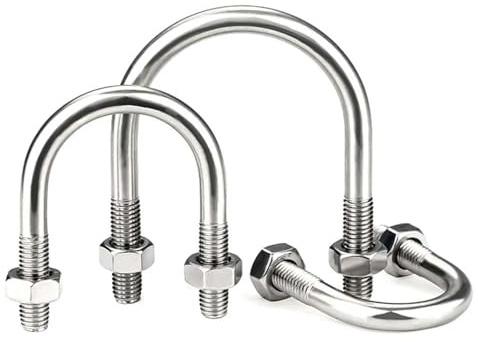 Pernos en forma de U de acero inoxidable 304 con tuercas M6 M8 M10 M12 tornillos para instalación de construcción, 2 juegos M6 x 76 mm