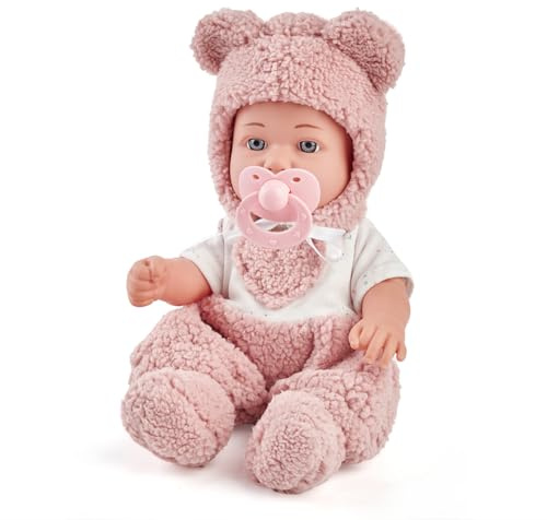 eDollable Set de Poupée Bébé de 30 cm avec Accessoires: Biberon, Vêtements, Sucette, Couverture, Jouets Éducatifs de Jeu de Rôle pour Les Petits Enfants, Cadeau pour Les Filles de 3 Ans et Plus