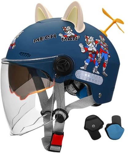 Söt Barnmotorcykelhjälm Öppen Halvhjälm Barn Pojkar Flickor 3-14 År ATV-Hjälm För Ungdomar Dirtbike Motocross Skoter Gokart, ECE-Godkänd C,49-54cm