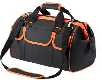 Sac de Transport à Outils,Sac à outils multi-usage, large ouverture, bandoulière réglable, Poches intérieures et extérieures,Idéal Garage,Chantier, Déplacement Outils(orange)
