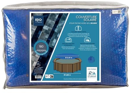 EDG by AQUALUX INTERNATIONAL Bache Solaire Diam 521 Bleue Foncée 180 Microns sans Ourlet EDG pour Piscine autoportante Diam 549 Gamme EDG Confort