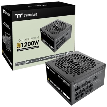 Thermaltake Toughpower XT 1200W | ATX 3.1 Netzteil | 80 Plus Gold | PCIe 5.1 | 12V‑2x6 | Vollmodular | Smart Zero Fan | Sehr leiser 120‑mm Hydraulic Bearing Lüfter | Schwarz