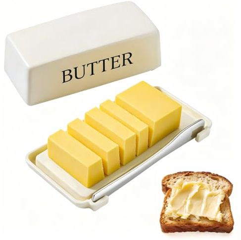 Mantequera con Cuchillo y Tapa, 250 g Mantequillera con Tapa(Blanco crema)