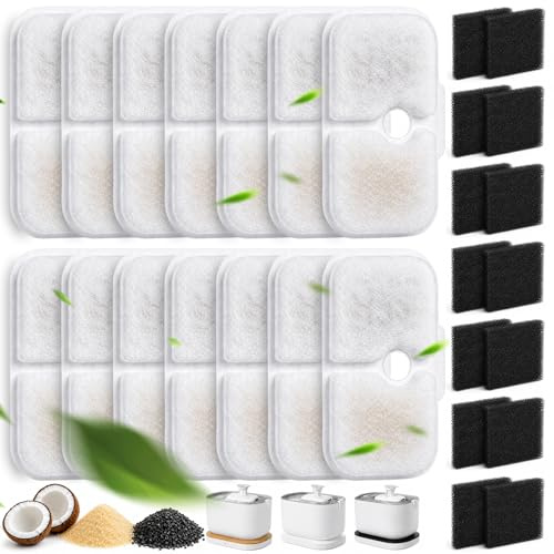 28 stycken kattfontänfilter för Petlibro Dockstream dricksfontän PLWF005 / PLWF105 / PLWF115, 14 filter och 14 svampar, filter med aktivt kol, gör vattnet renare och fräschare (28 stycken)