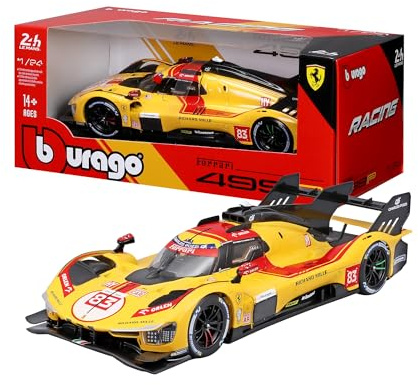 Bburago - Ferrari 499P 24H LMS Hypercar 2025#83, Voiture diecast à l'échelle 1:24, réplique détaillée du Champion du Mans, Portes ouvrables, Licence Officielle Ferrari, 3+